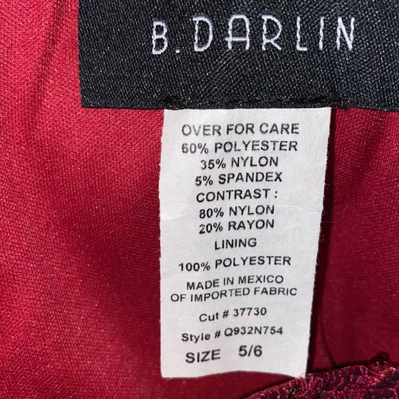 ♦️♦️B.DARLIN BURGUNDY RED TAFFETA ASYMMETRICAL W/SEQUINS PARTY DRESS♦️♦️ - Picture 6 of 6